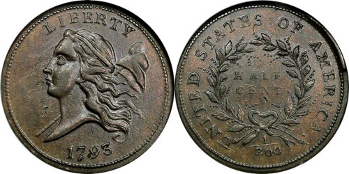 Liberty Cap Bust Left Half Cent 1793 on The Hot Collector