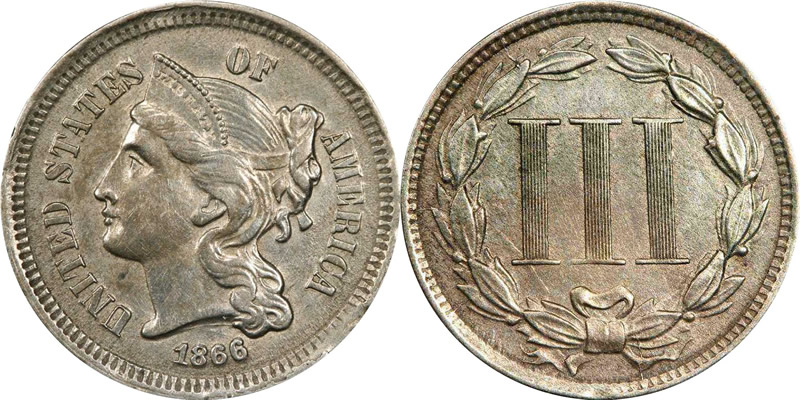 Nickel Three Cents (1865-1889) on The Hot Collector