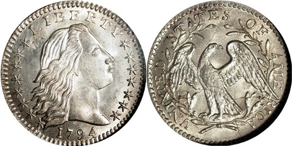 Flowing Hair Half Dime 1794 - 1795 on The Hot Collector