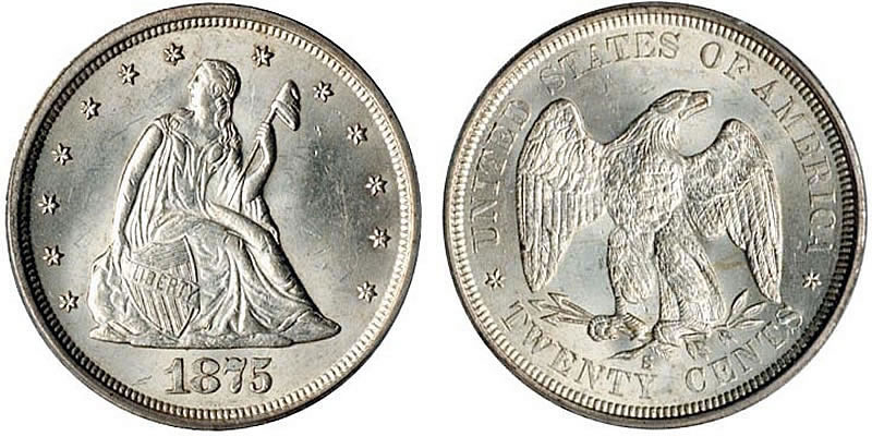 Twenty Cent Piece 1875 - 1878 on The Hot Collector